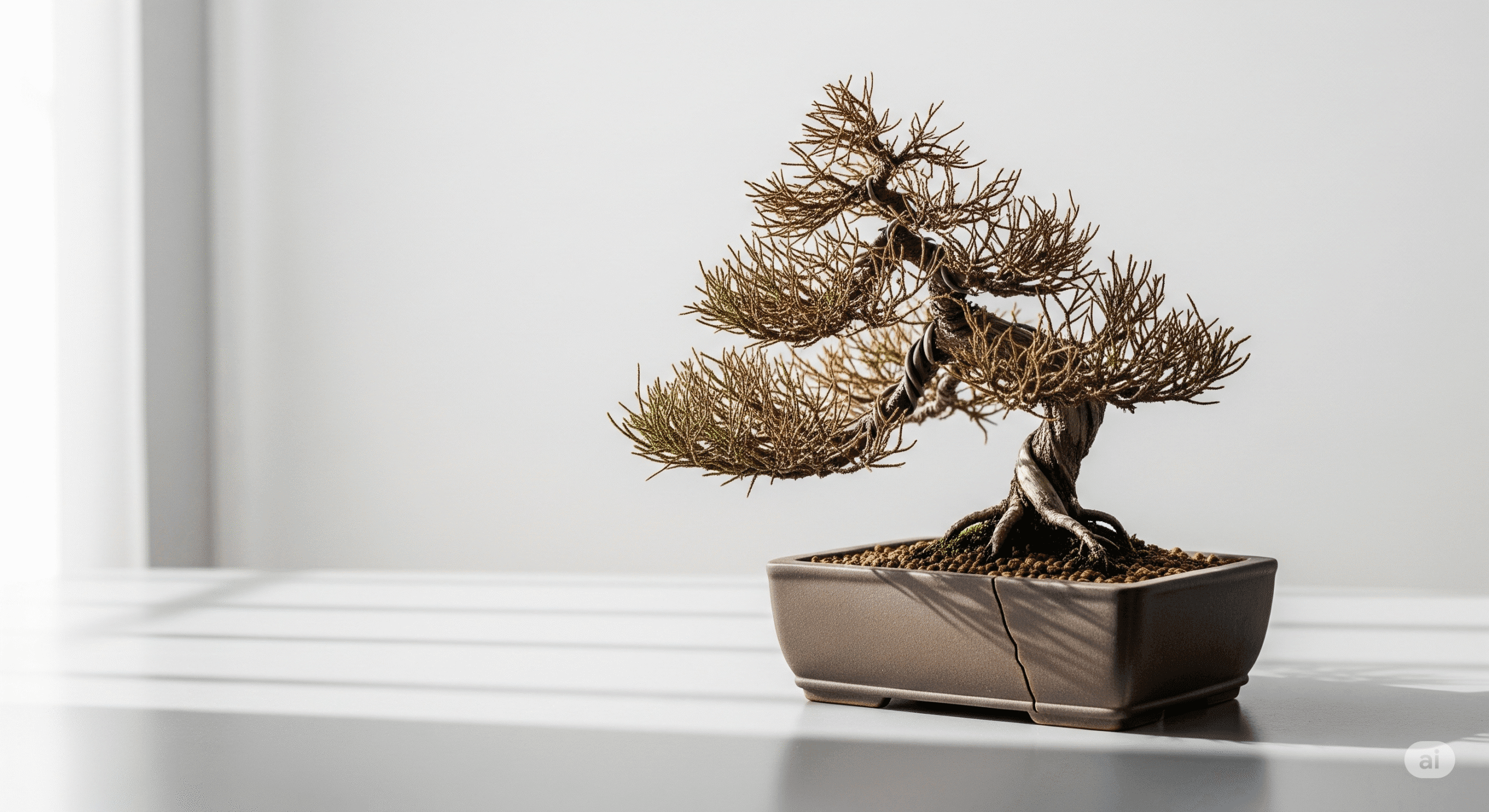 How to revive a dying juniper bonsai tree – image of a struggling juniper plant.